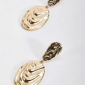 Soul Jewellery Structured Gold Textured Drop Earrings*Women As Seen On Social