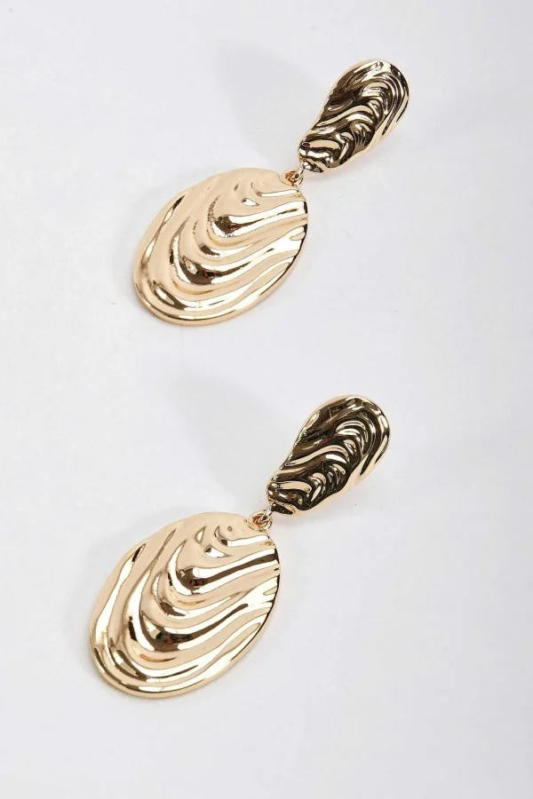 Soul Jewellery Structured Gold Textured Drop Earrings*Women As Seen On Social