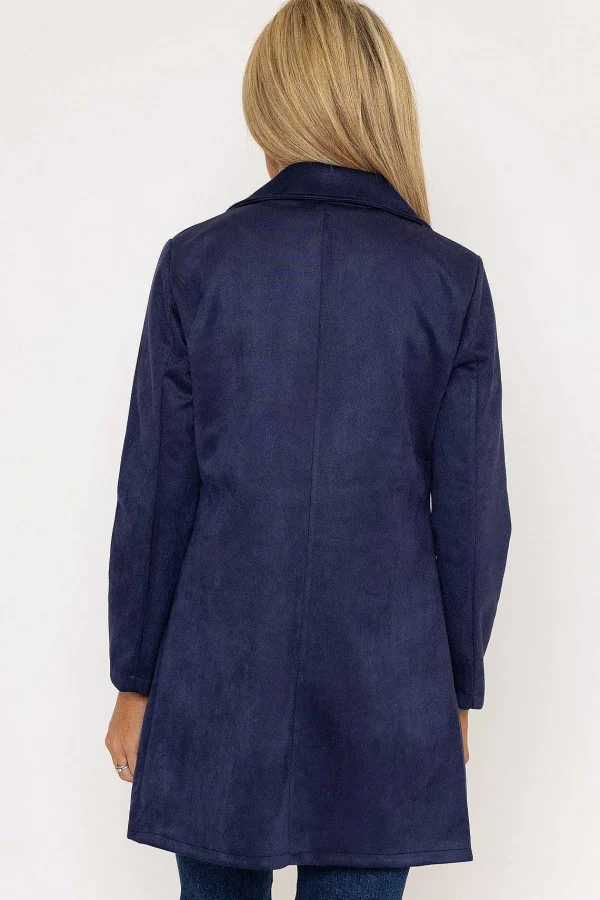 Pala D'oro Suede 3/4 Zip Detail Jacket In Navy*Women Coats & Jackets