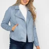 Rowen Avenue Suede Biker Jacket In Light Blue*Women Coats & Jackets
