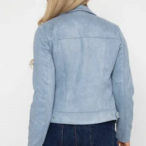 Rowen Avenue Suede Biker Jacket In Light Blue*Women Coats & Jackets