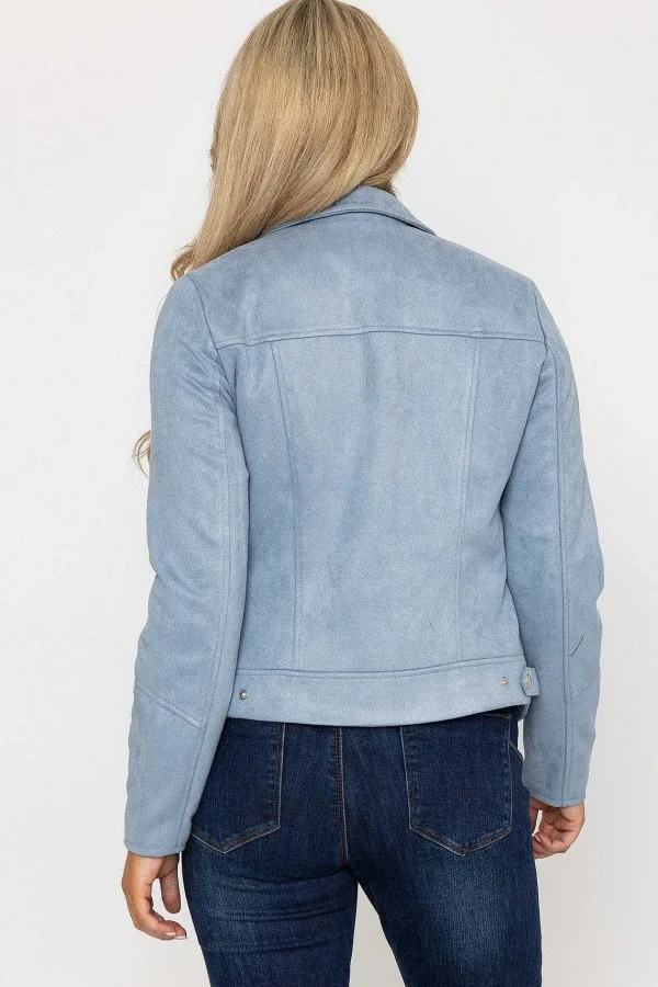 Rowen Avenue Suede Biker Jacket In Light Blue*Women Coats & Jackets