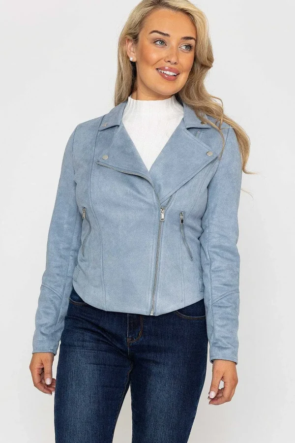 Rowen Avenue Suede Biker Jacket In Light Blue*Women Coats & Jackets