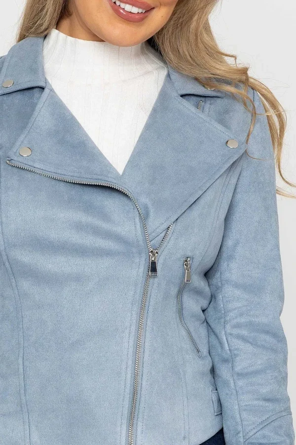 Rowen Avenue Suede Biker Jacket In Light Blue*Women Coats & Jackets