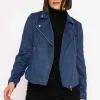 Rowen Avenue Suede Biker Jacket In Petrol*Women Coats & Jackets
