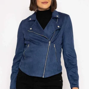 Rowen Avenue Suede Biker Jacket In Petrol*Women Coats & Jackets