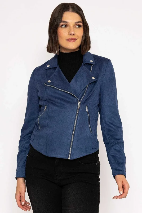 Rowen Avenue Suede Biker Jacket In Petrol*Women Coats & Jackets