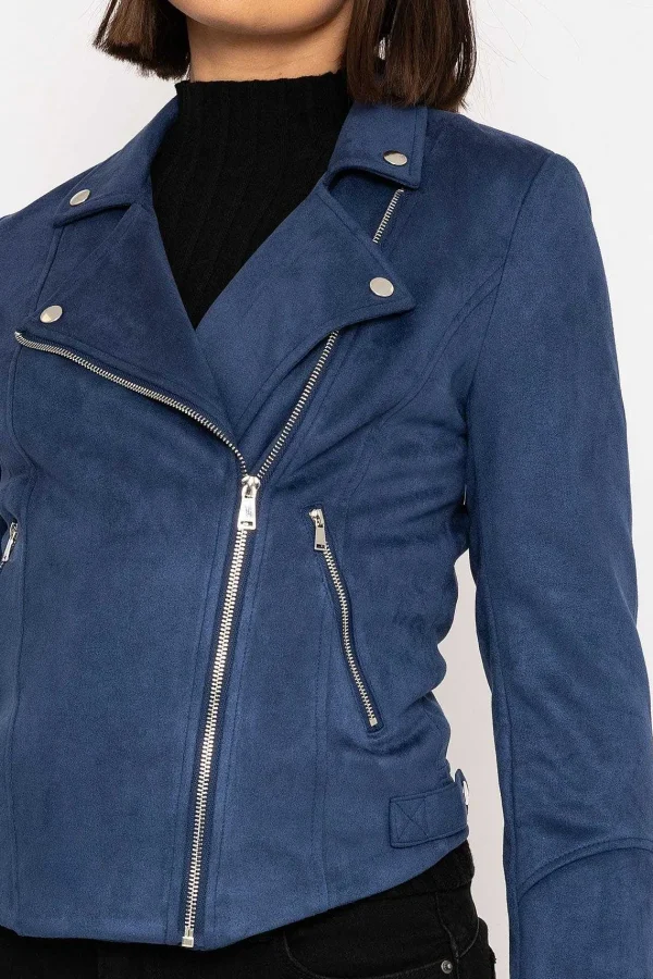 Rowen Avenue Suede Biker Jacket In Petrol*Women Coats & Jackets