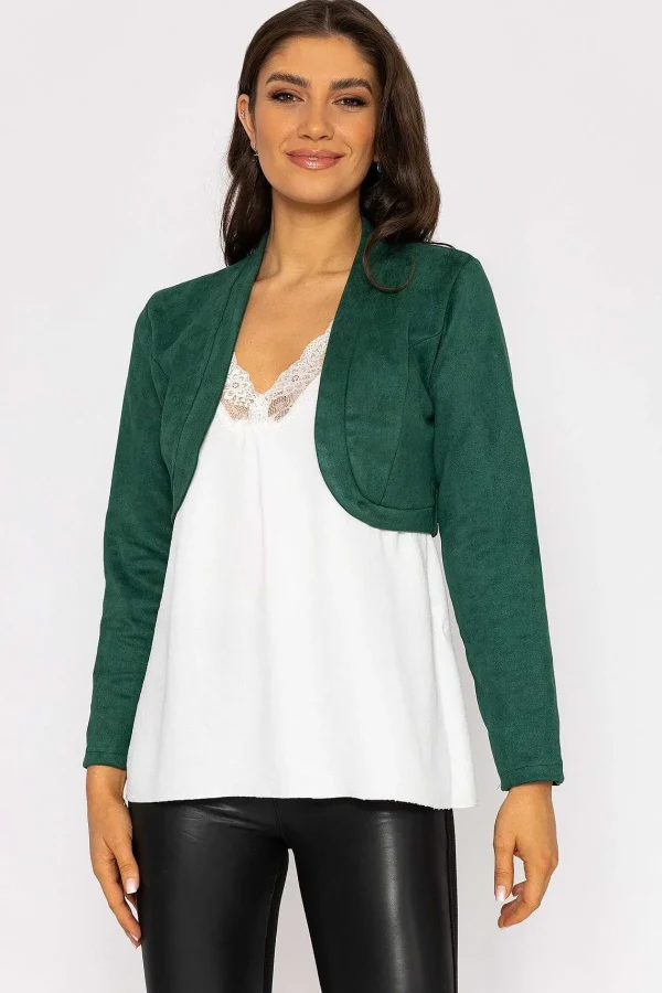 Pala D'oro Suede Bolero In Bottle Green*Women Blazers