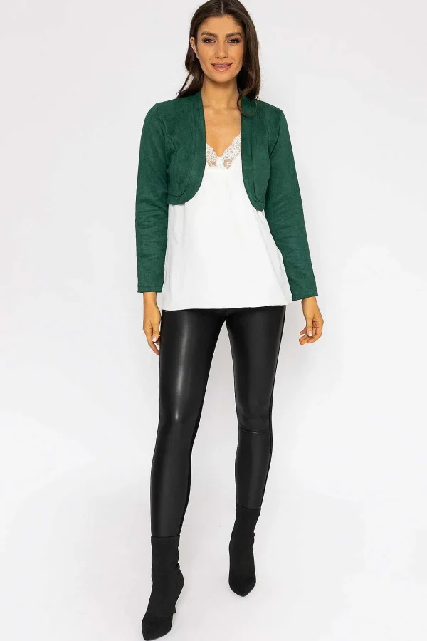 Pala D'oro Suede Bolero In Bottle Green*Women Blazers