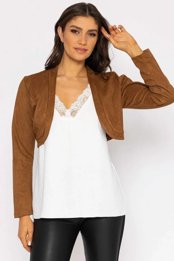 Pala D'oro Suede Bolero In Camel*Women Blazers