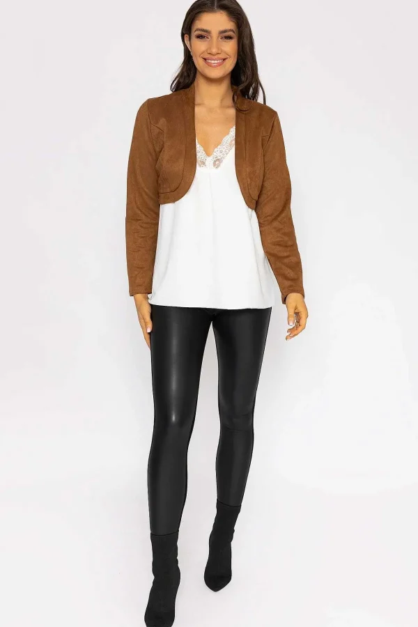 Pala D'oro Suede Bolero In Camel*Women Blazers