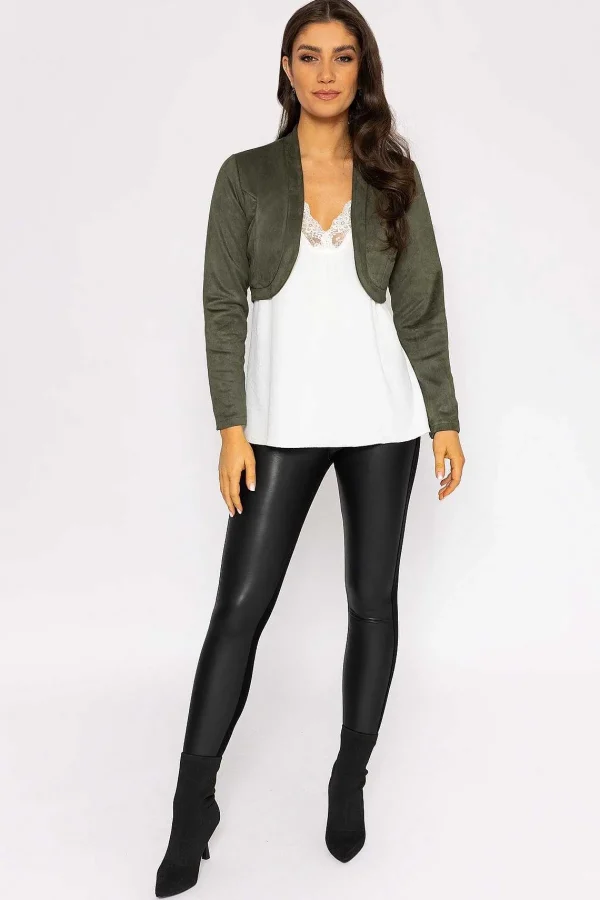 Pala D'oro Suede Bolero In Khaki*Women Blazers