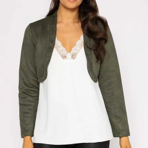 Pala D'oro Suede Bolero In Khaki*Women Blazers