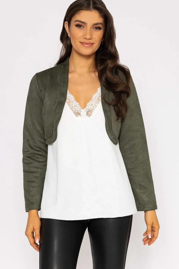 Pala D'oro Suede Bolero In Khaki*Women Blazers