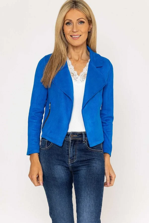 Pala D'oro Suede Cover Up Jacket In Blue*Women Blazers