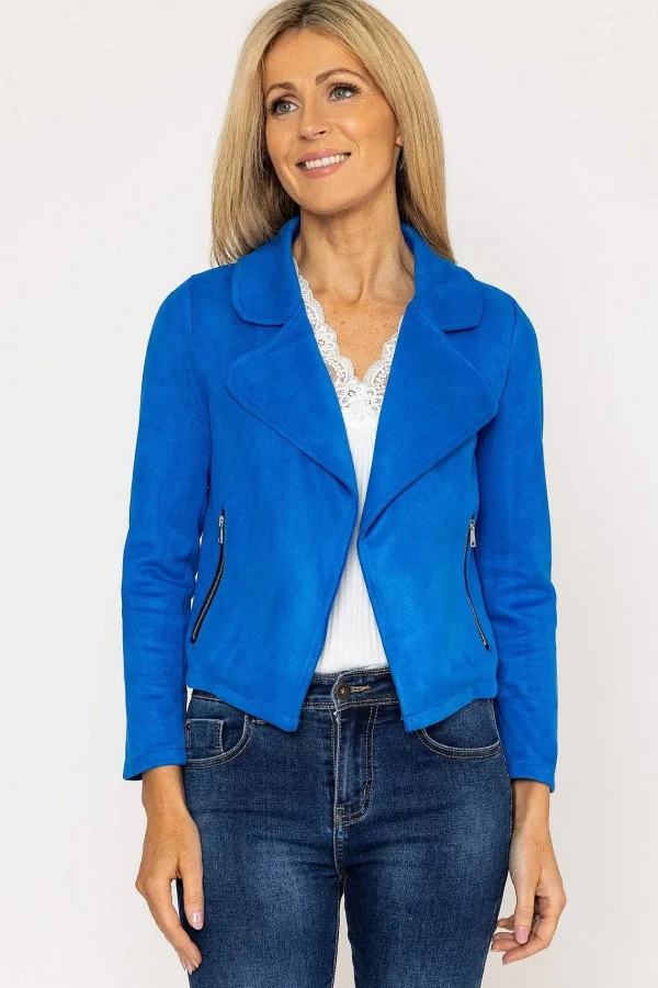 Pala D'oro Suede Cover Up Jacket In Blue*Women Blazers