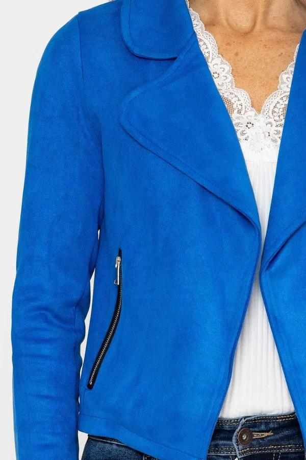 Pala D'oro Suede Cover Up Jacket In Blue*Women Blazers
