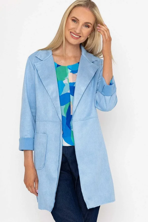 Pala D'oro 3/4 Suede Jacket In Blue*Women Coats & Jackets