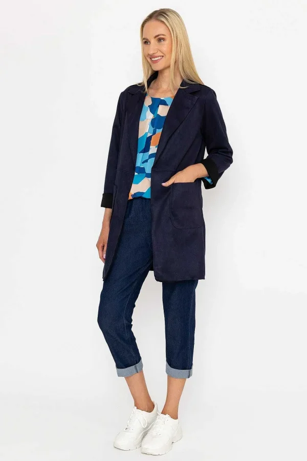 Pala D'oro 3/4 Suede Jacket In Navy*Women Coats & Jackets