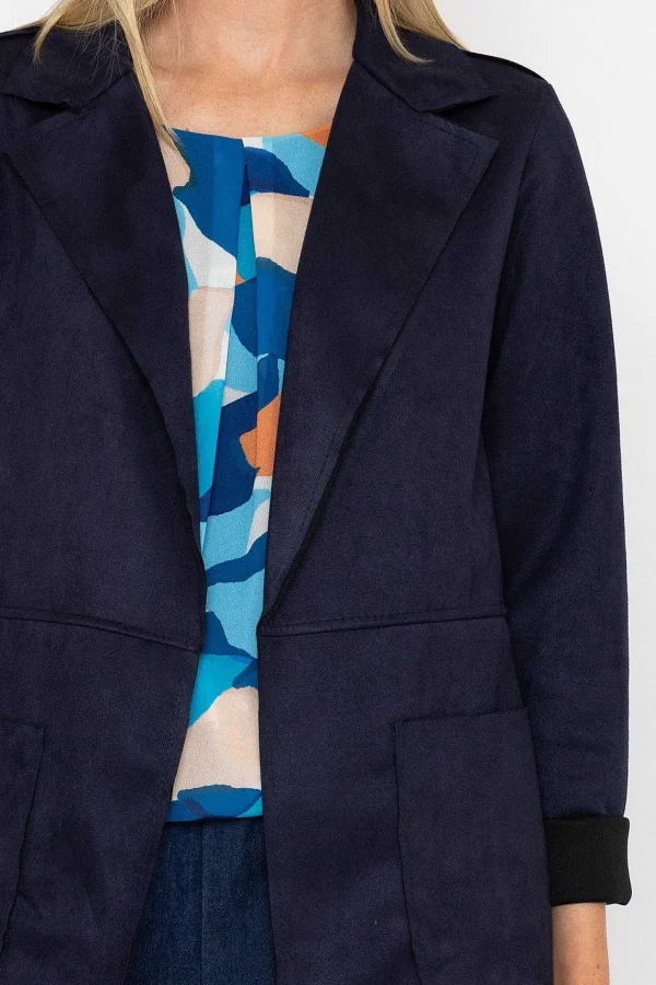 Pala D'oro 3/4 Suede Jacket In Navy*Women Coats & Jackets