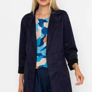 Pala D'oro 3/4 Suede Jacket In Navy*Women Coats & Jackets