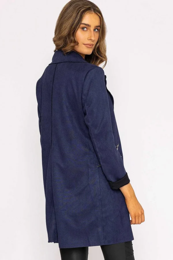 Pala D'oro Suede Zip Detail Jacket In Navy*Women Coats & Jackets