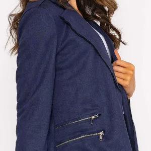 Pala D'oro Suede Zip Detail Jacket In Navy*Women Coats & Jackets