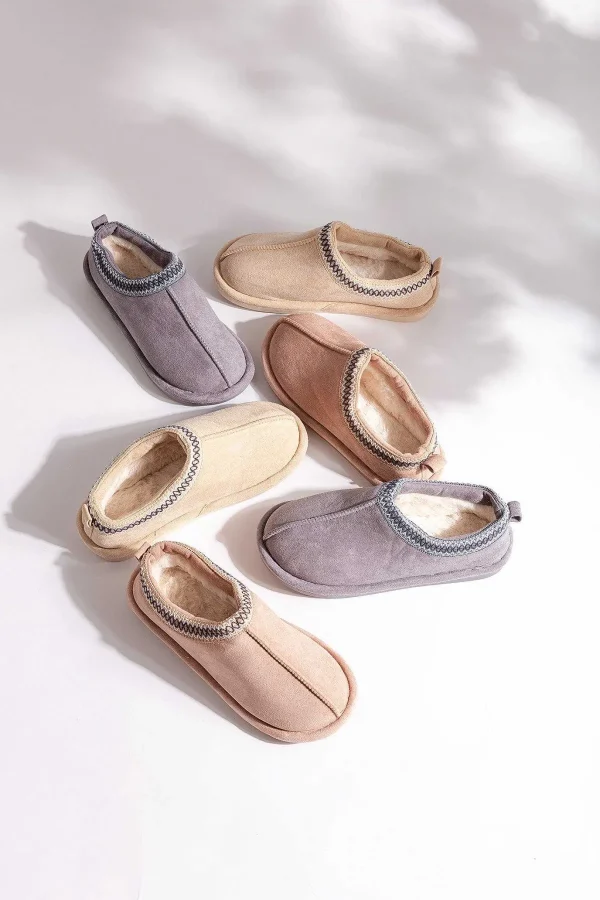 Pala D'oro Accessories Suedette Mule Slippers In Beige*Women Nightwear