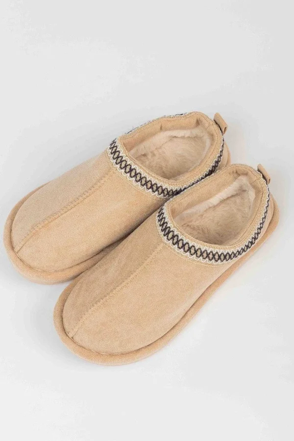 Pala D'oro Accessories Suedette Mule Slippers In Beige*Women Nightwear