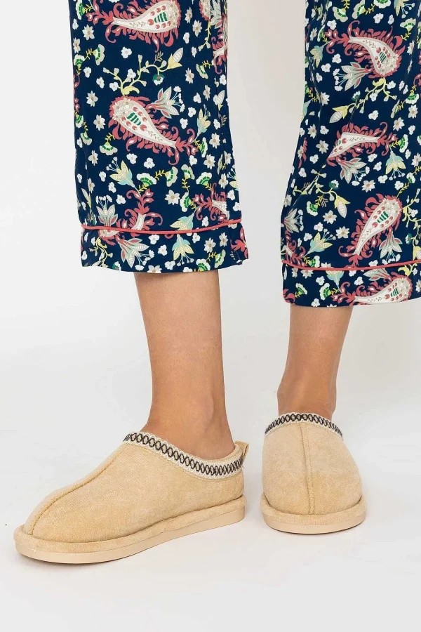 Pala D'oro Accessories Suedette Mule Slippers In Beige*Women Nightwear