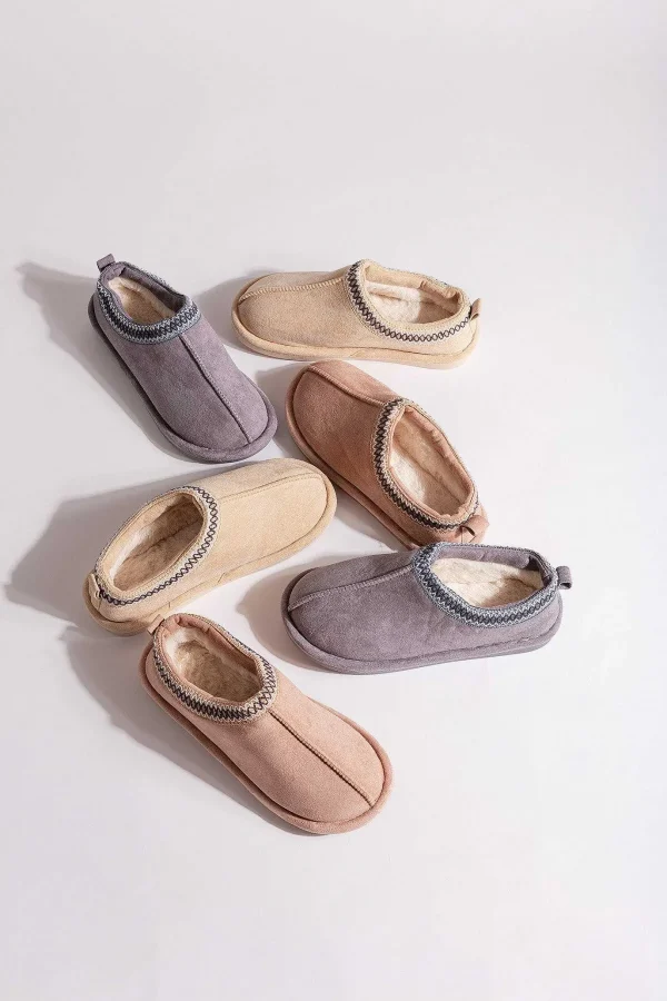 Pala D'oro Accessories Suedette Mule Slippers In Beige*Women Nightwear