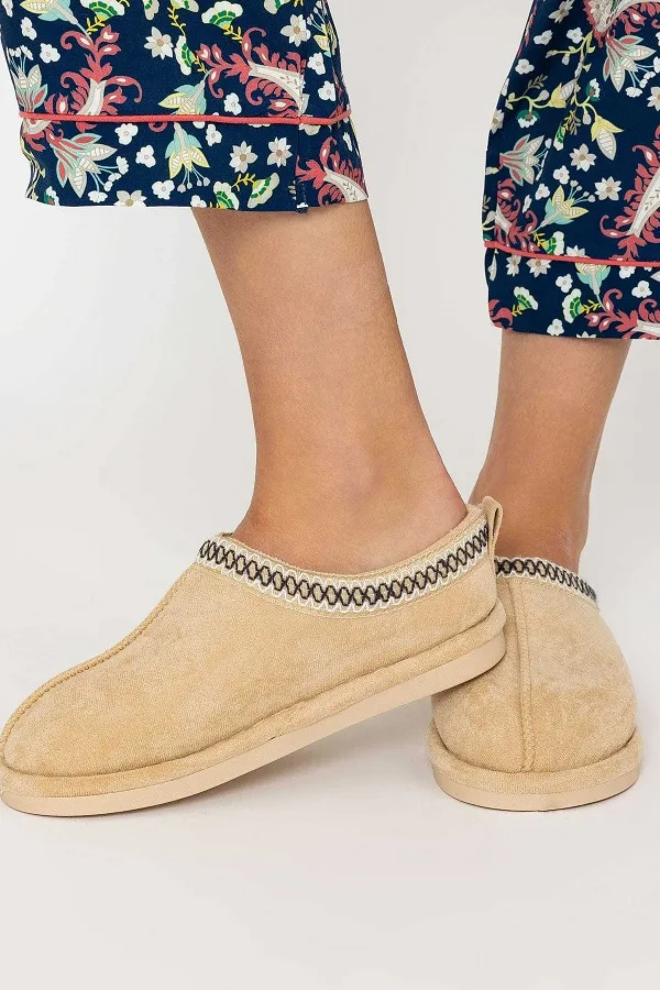 Pala D'oro Accessories Suedette Mule Slippers In Beige*Women Nightwear