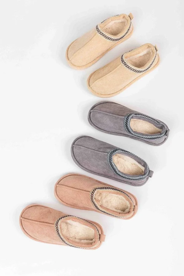 Pala D'oro Accessories Suedette Mule Slippers In Beige*Women Nightwear