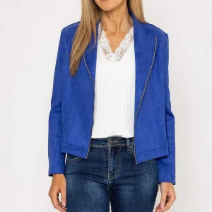 J'aime la Vie Suedette Zip Jacket In Blue*Women Coats & Jackets