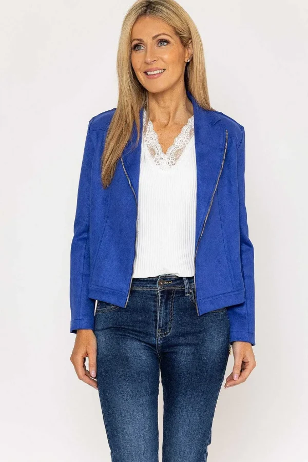J'aime la Vie Suedette Zip Jacket In Blue*Women Coats & Jackets