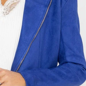 J'aime la Vie Suedette Zip Jacket In Blue*Women Coats & Jackets