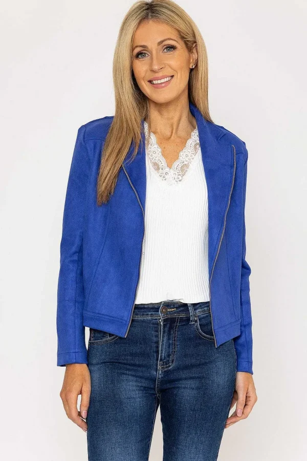 J'aime la Vie Suedette Zip Jacket In Blue*Women Coats & Jackets