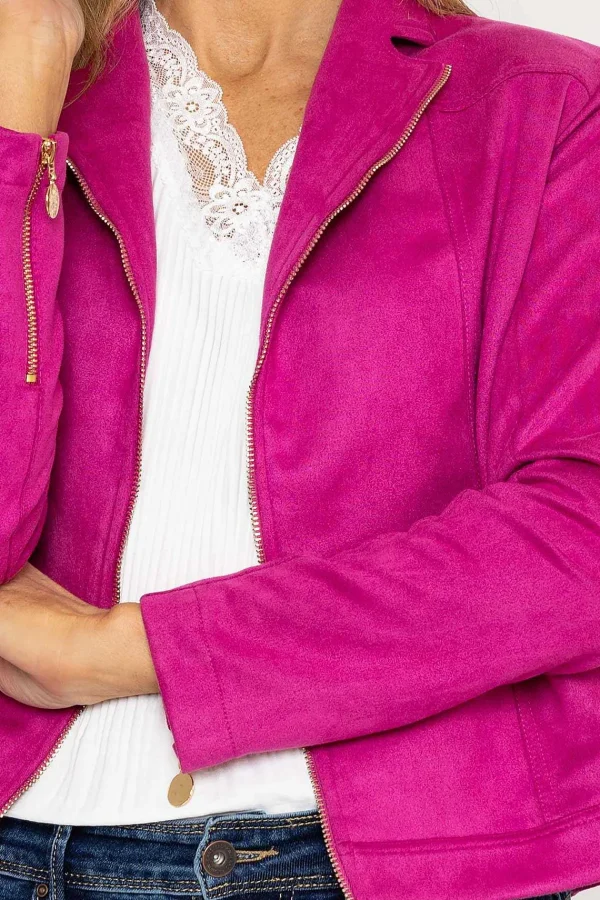 J'aime la Vie Suedette Zip Jacket In Pink*Women Coats & Jackets