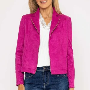 J'aime la Vie Suedette Zip Jacket In Pink*Women Coats & Jackets