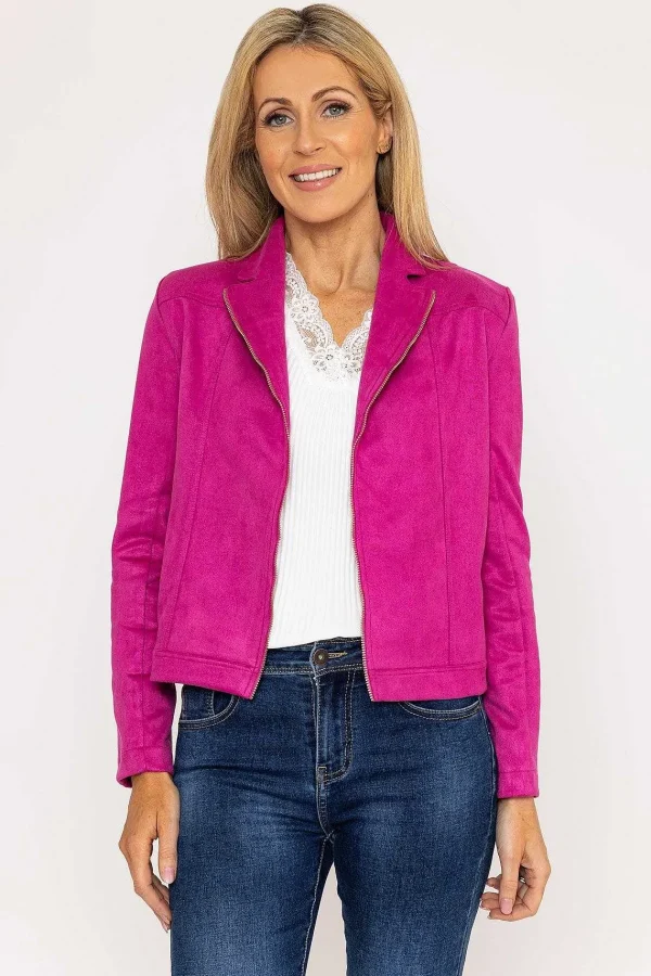 J'aime la Vie Suedette Zip Jacket In Pink*Women Coats & Jackets