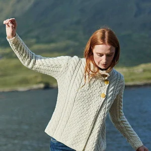 Aran Woollen Mills Super Soft 3 Button Merino Wool Cardigan In White*Women Jumpers & Cardigans