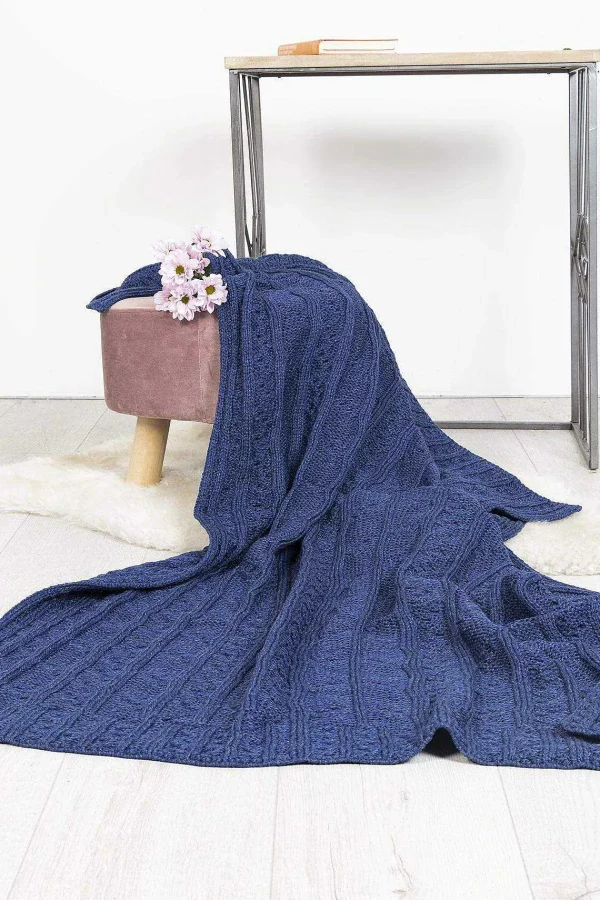 Aran Woollen Mills Super Soft Merino Throw In Blue* Throws