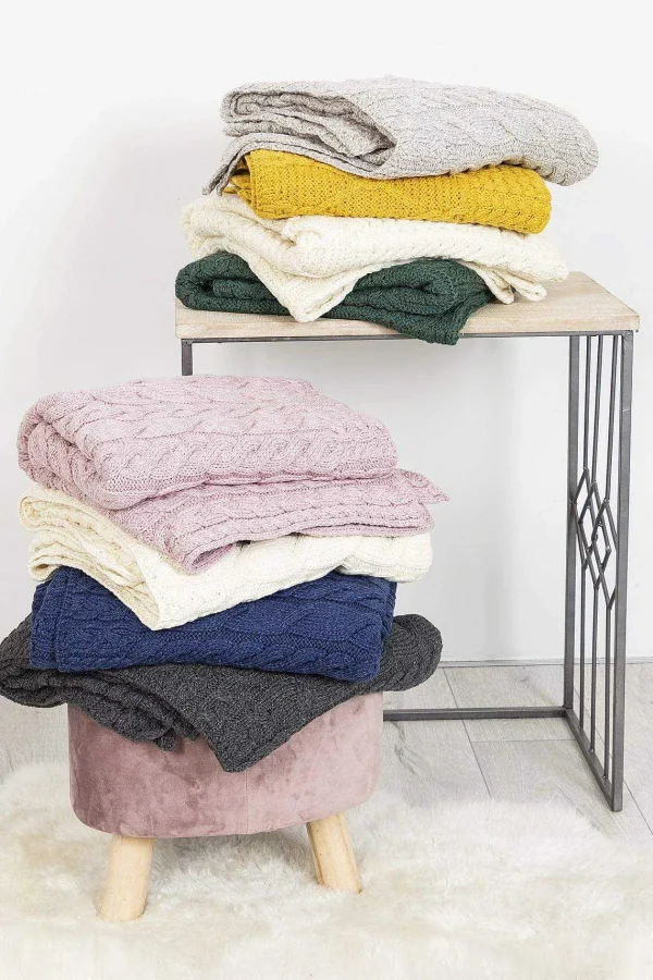 Aran Woollen Mills Super Soft Merino Throw In Pink* Throws