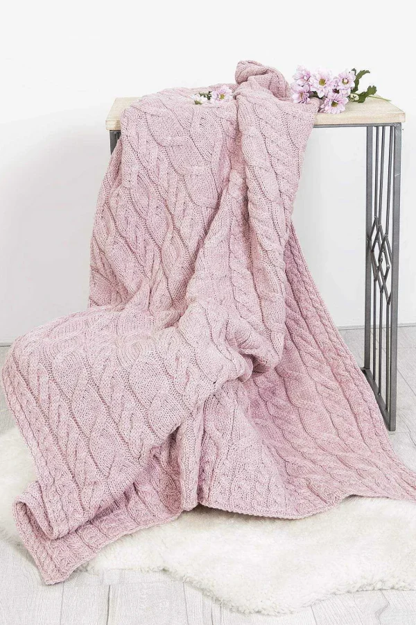 Aran Woollen Mills Super Soft Merino Throw In Pink* Throws