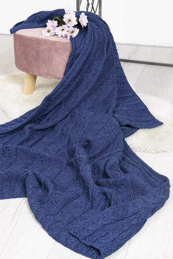 Aran Woollen Mills Super Soft Merino Throw In Blue* Throws
