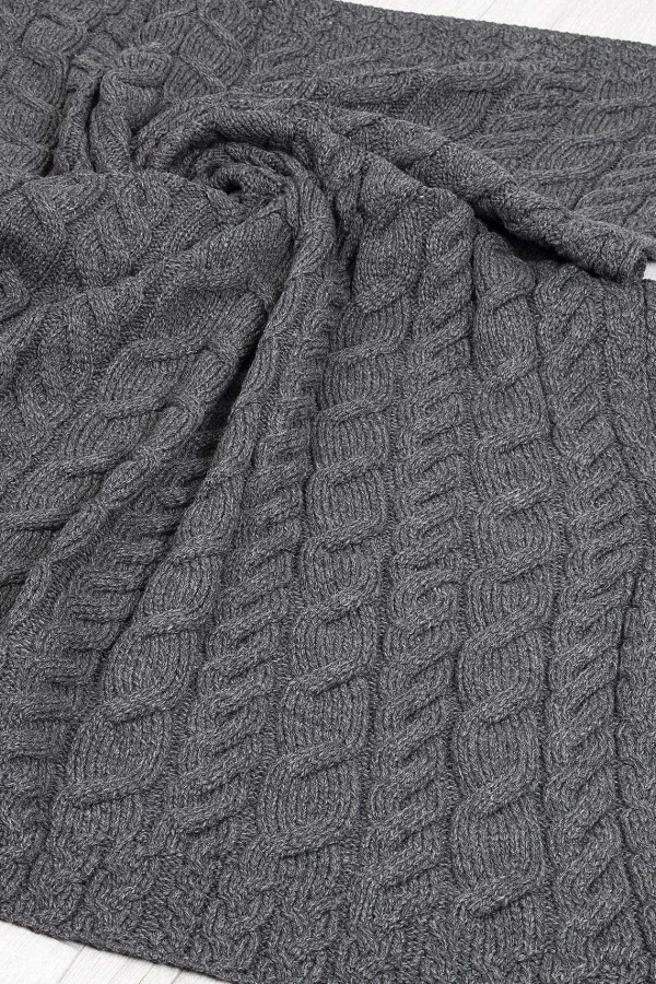 Aran Woollen Mills Super Soft Merino Throw In Charcoal* Throws