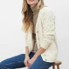 Aran Woollen Mills Super Soft Merino Wool V-Neck Cardigan In Cream*Women Jumpers & Cardigans
