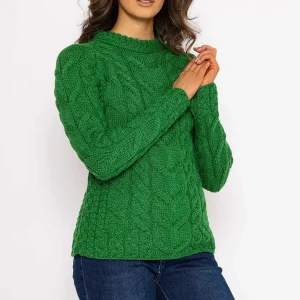Aran Woollen Mills Super Soft Raglan Crew Sweater In Green*Women Jumpers & Cardigans