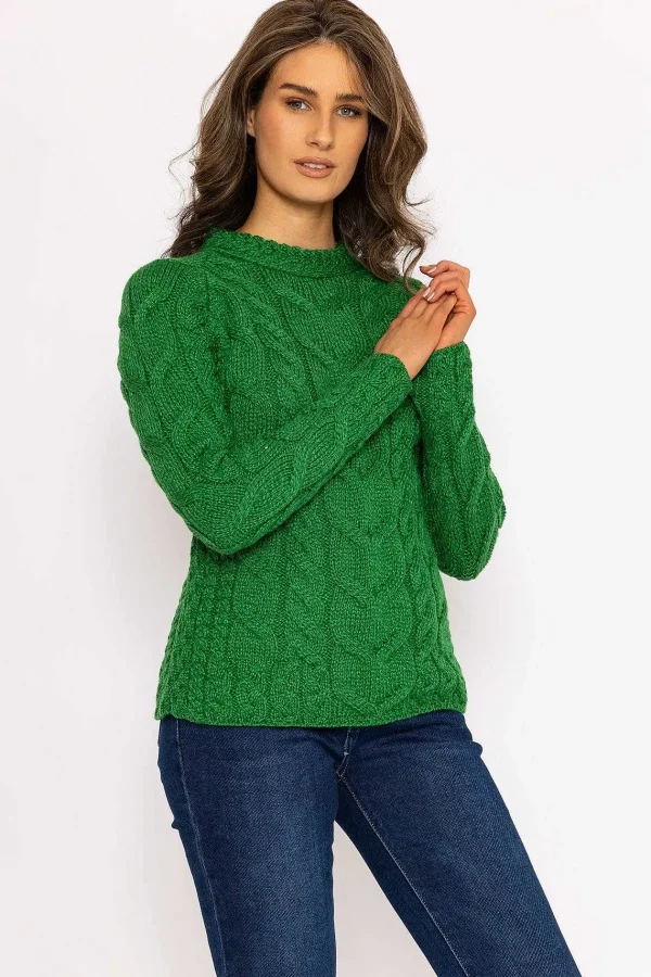 Aran Woollen Mills Super Soft Raglan Crew Sweater In Green*Women Jumpers & Cardigans